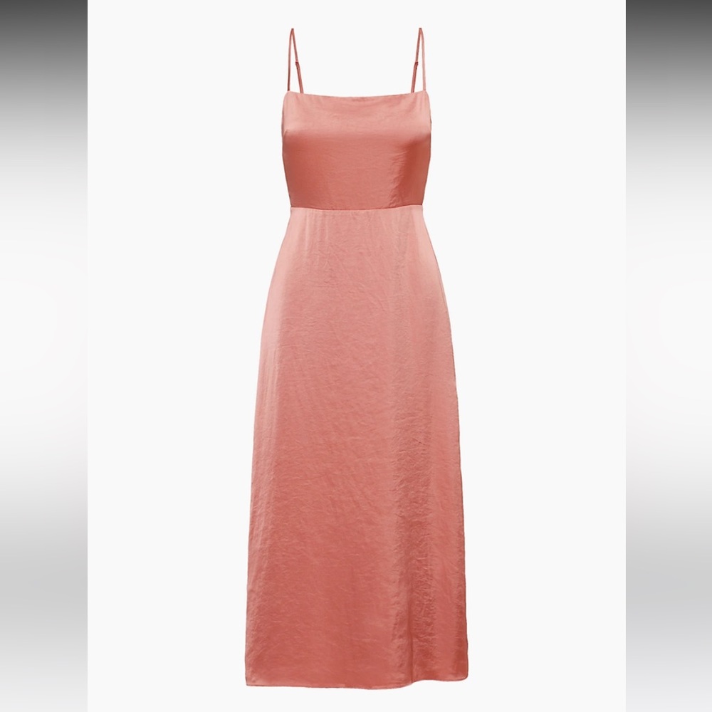 - Satin Squaresneck Dress with Slit